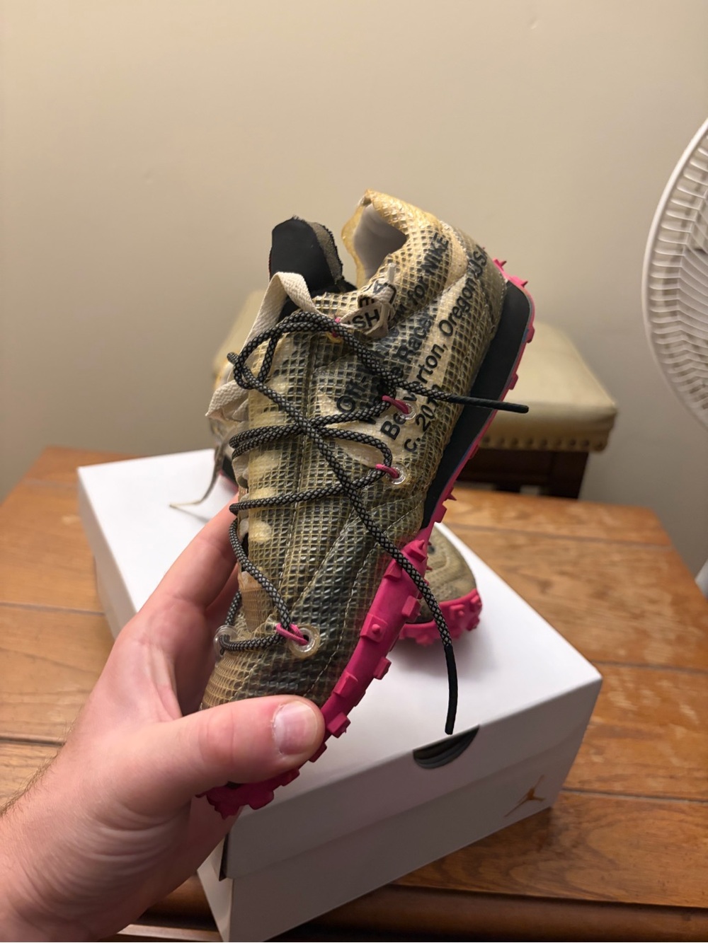 Size W7.5 Nike X Off-White Waffle Racer Fuchsia W - Picture 5 of 7